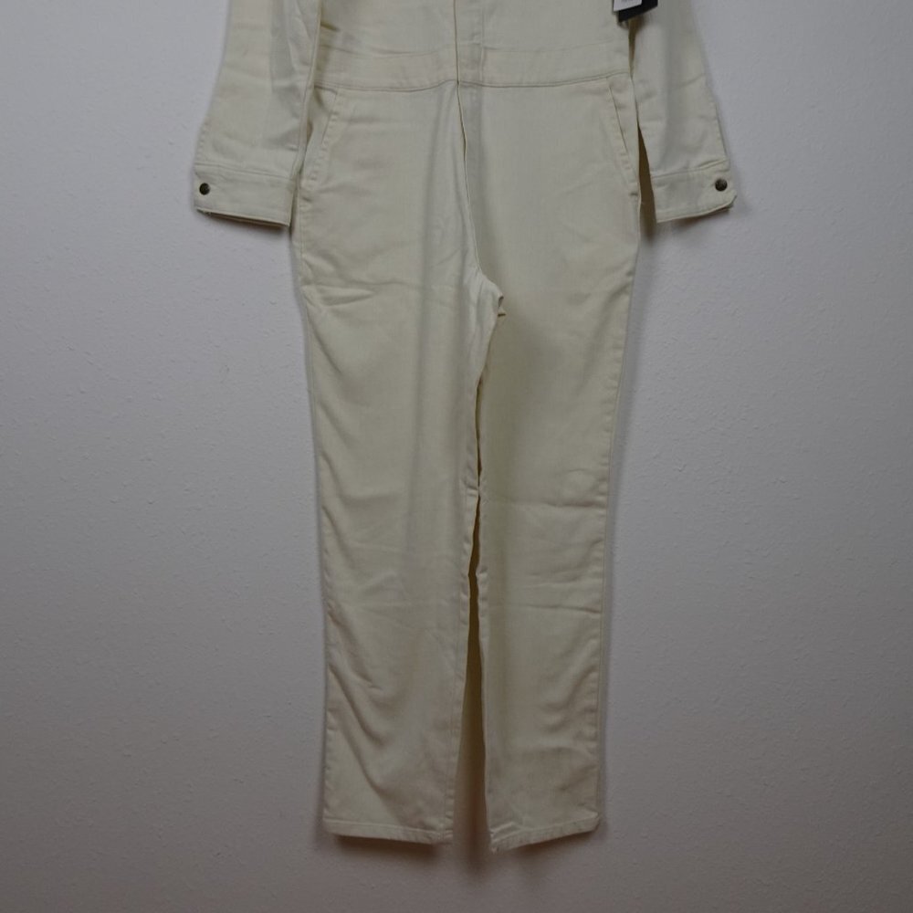 Free People Lee Union Coverall Jumpsuit Women's Size M Ivory Utility Zip Up - Picture 4 of 13